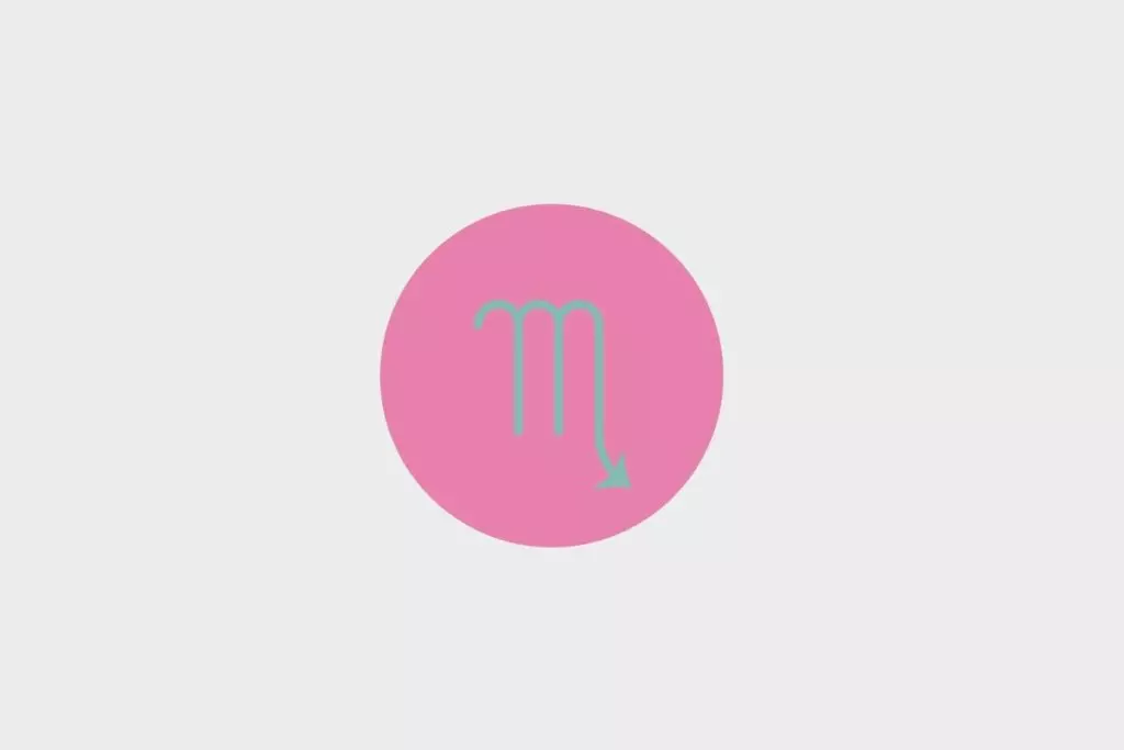 Ilustração do signo de escorpião em um círculo rosa