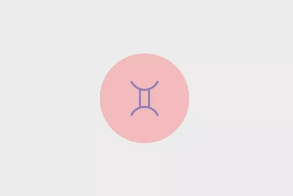 Ilustração do signo de gêmeos em um círculo rosa