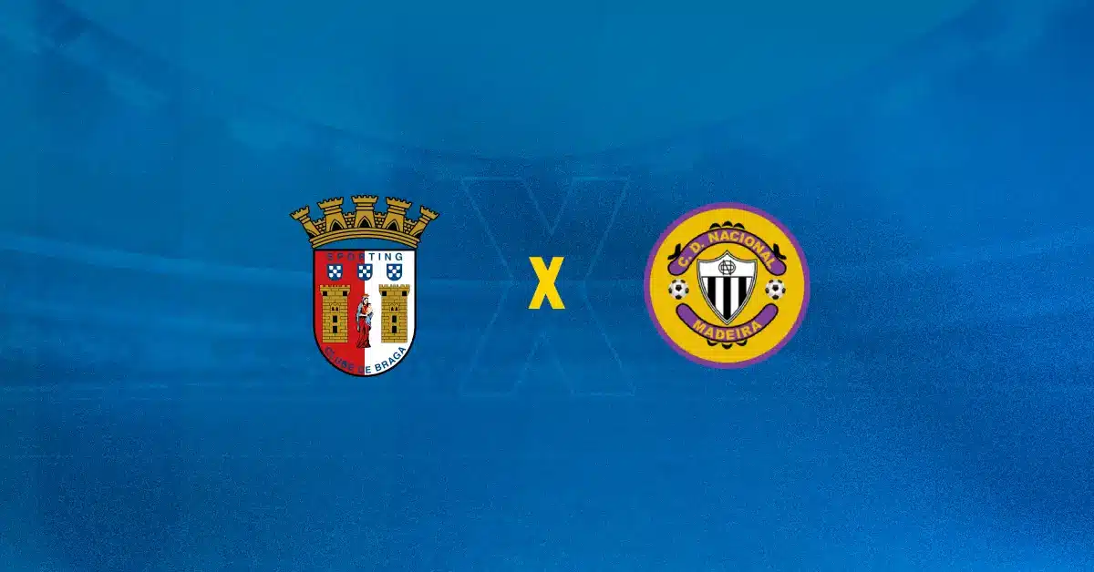 Escudos de Braga x Nacional, que se enfrentam neste domingo (23)