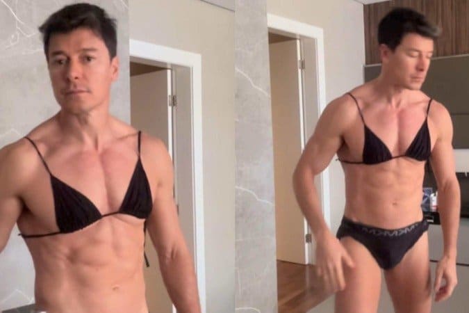 Rodrigo Faro posa de biquíni e atiça público com corpo definido -  (crédito: Reprodução/Instagram)