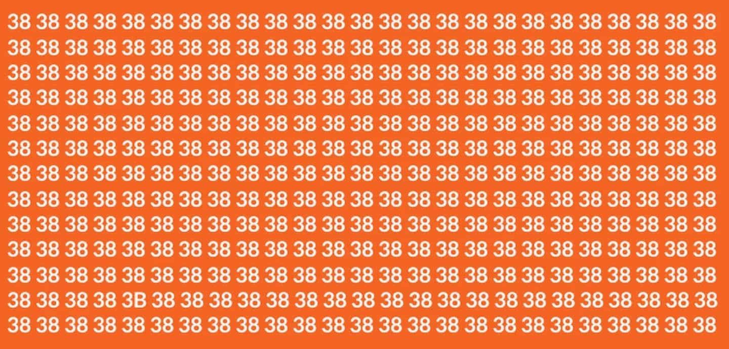 Fundo laranja preenchido com repetição do número 38 em branco em diversas linhas e colunas.