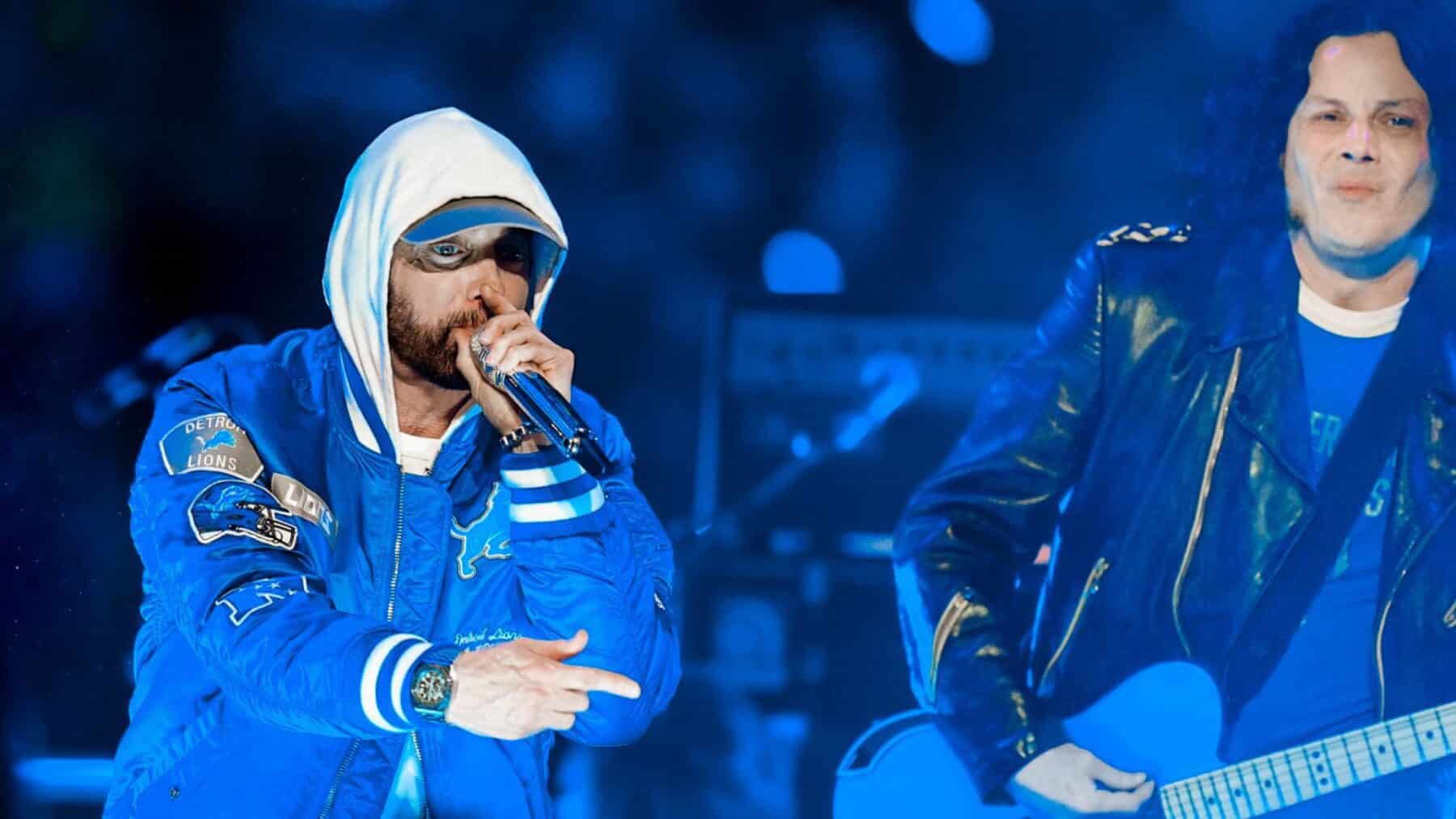 Eminem e Jack White tocam juntos em show do intervalo da NFL