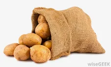 Saco de batatas Saco de batatas frescas e cruas, simbolizando colheita e abundância.