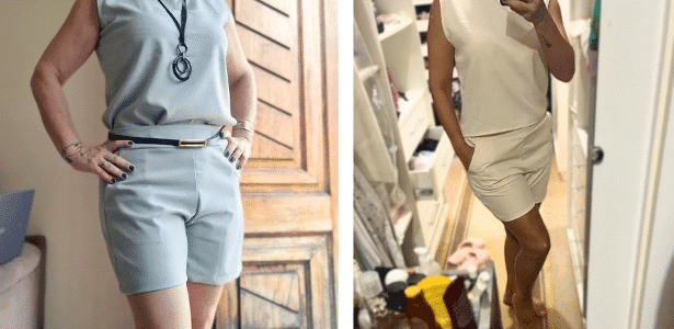 Conjunto é vendido em cores como verde pistache e creme