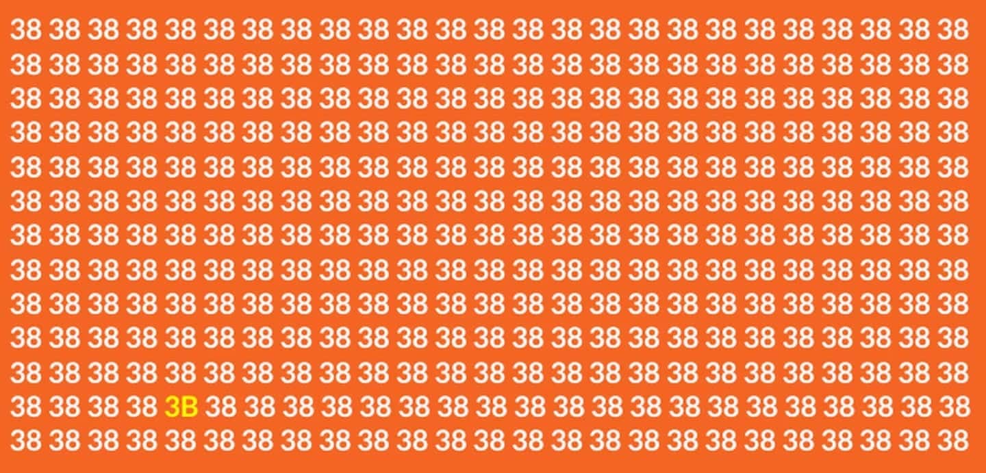 Fundo laranja com diversas repetições do número 38 e um trecho com 3B em amarelo.