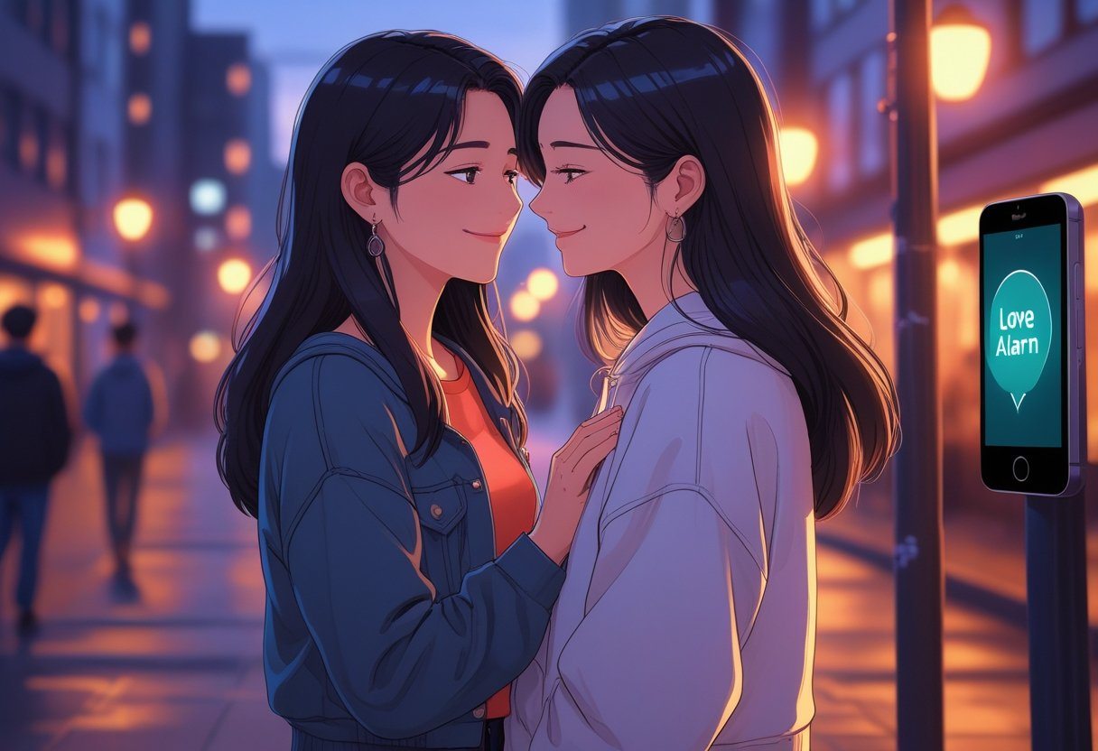 Jojo e seu interesse amoroso estão juntos em um cenário urbano ao entardecer, mostrando uma conexão afetuosa entre eles.