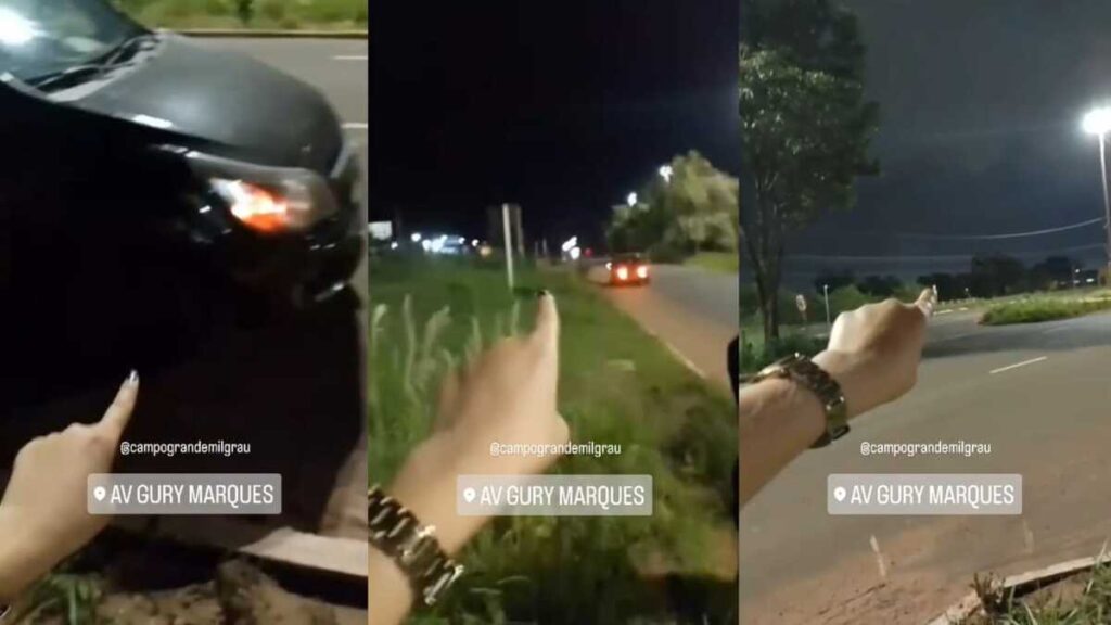 Fileira de carros com pneus furados por buracos chama a atenção na Av. Gury Marques (vídeo)