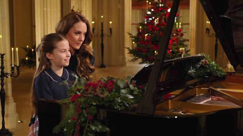 Catherine, Princess of Wales, and Princess Charlotte perform piano duet for Christmas carol service
