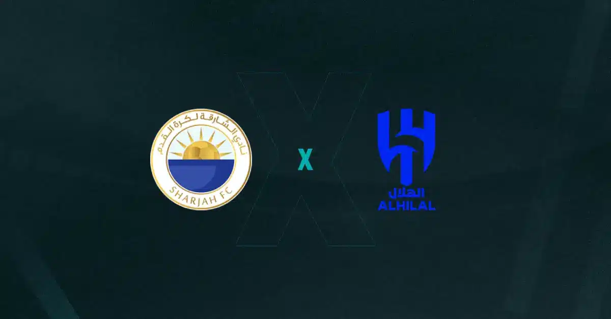 Escudos de Al-Sharjah x Al-Hilal, que se enfrentam pela AFC Champions League Elite 2025/26