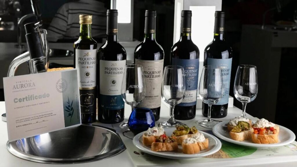 Vinícola Aurora promove curso de degustação de vinhos e azeites.