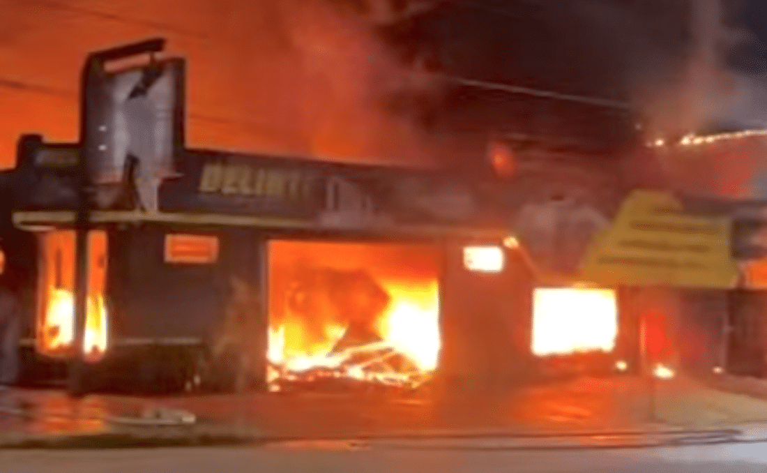 Incêndio de grandes proporções destrói empresa de pneus em Mato Grosso