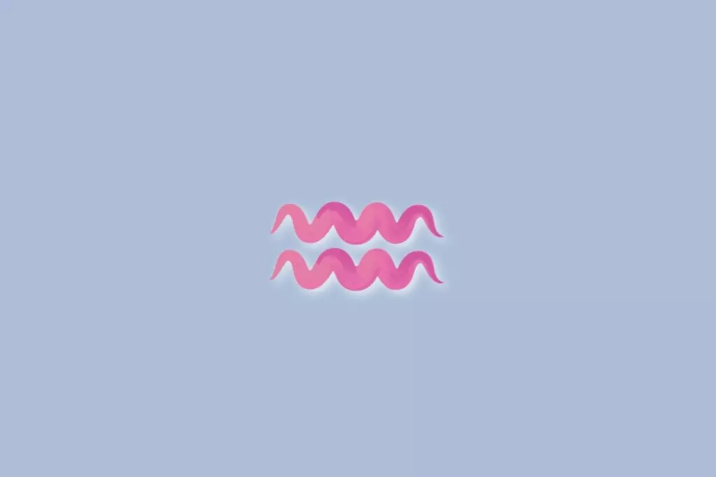 Ilustração do signo de aquário na cor rosa e sobre um fundo azul-claro