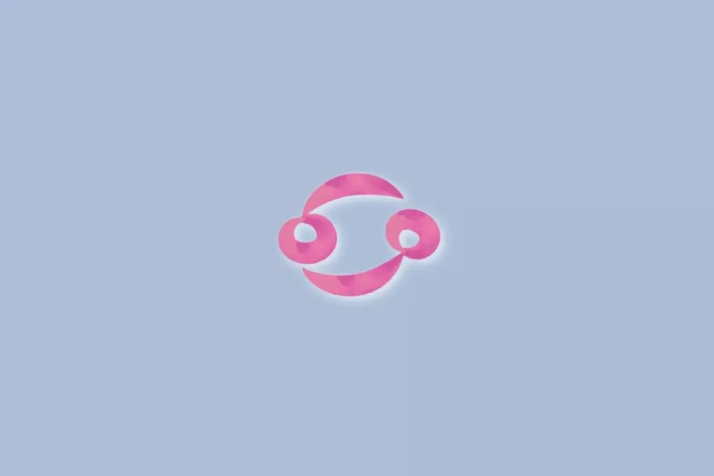 Ilustração do signo de câncer na cor rosa e sobre um fundo azul-claro