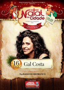 Gal Costa se apresenta no Natal da Cidade neste domingo, 16 - Prefeitura Municipal de Vitória da Conquista