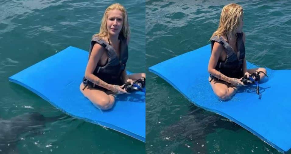 Karoline Lima mostra perrengue em Fernando de Noronha: "Tubarões do lado"