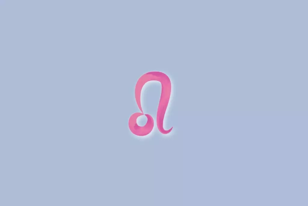 Ilustração do signo de leão na cor rosa e sobre um fundo azul-claro