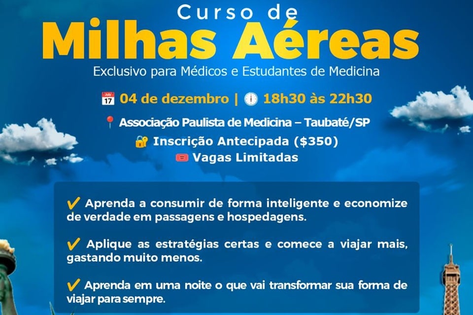 Taubaté promove curso de milhas aéreas