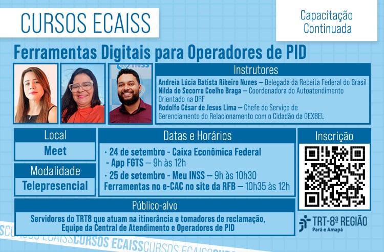 TRT-8 promove curso “Ferramentas Digitais para Operadores de PID” para servidores | Portal do TRT da Oitava Região