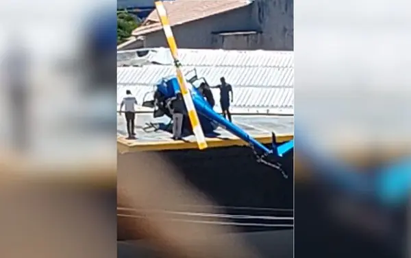 Helicóptero tomba durante pouso em heliponto de frigorífico em Goiânia