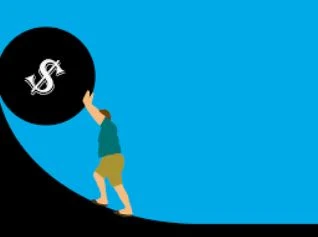 Ilustração representando dívidas e preocupações financeiras com boletos