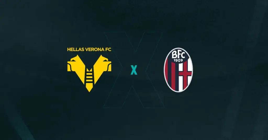 Escudos de Verona e Bologna, que se enfrentam pelo Campeonato Italiano