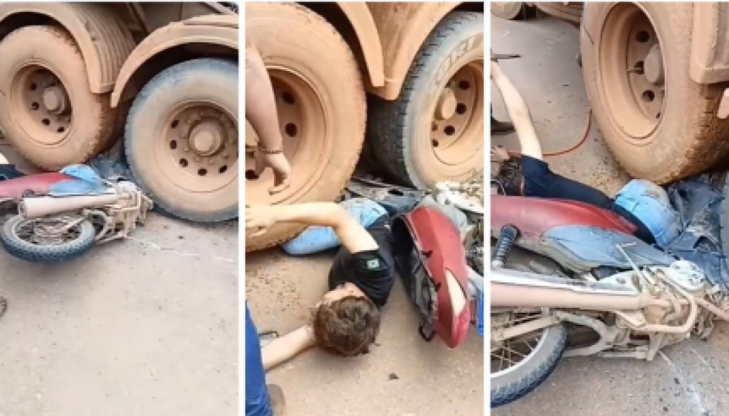 Motociclista é arrastado e fica preso entre pneus de carreta em Vera | RepórterMT
