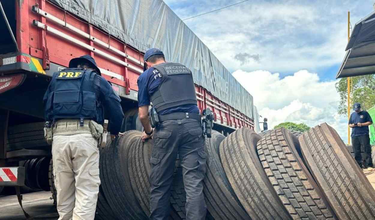 Esquema na fronteira: carretas do Paraguai entram com pneus novos e saem com sucatas