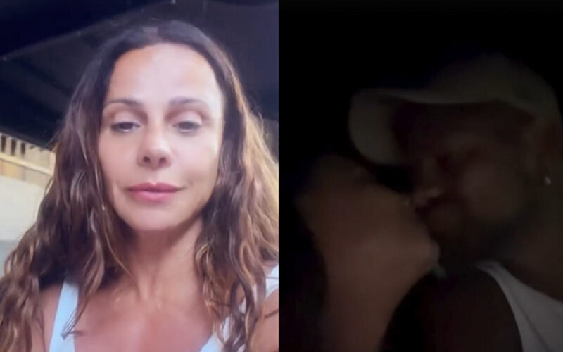 Viviane Araújo recebeu a visita do marido